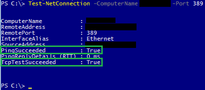 Test-NetConnection with the -Port parameter